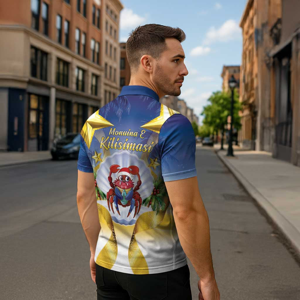 Niue Christmas Zipper Polo Shirt Seashell Santa Beach Vibes - Polynesian Pride