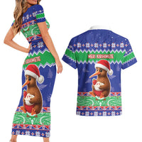 New Zealand Christmas Couples Matching Short Sleeve Bodycon Dress and Hawaiian Shirt Have Yourself A Kiwi-tastic Christmas - Polynesian Pride
