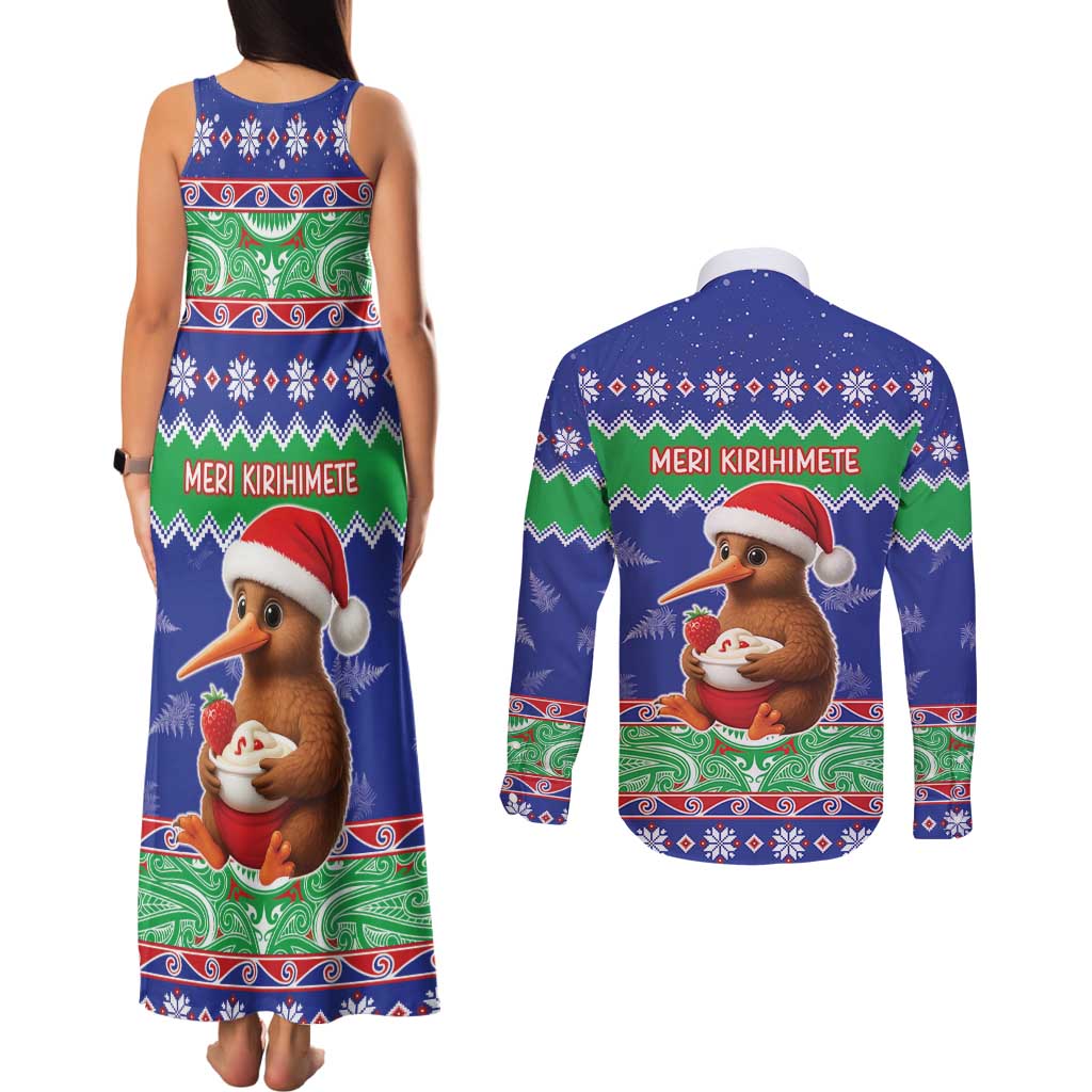 New Zealand Christmas Couples Matching Tank Maxi Dress and Long Sleeve Button Shirt Have Yourself A Kiwi-tastic Christmas - Polynesian Pride