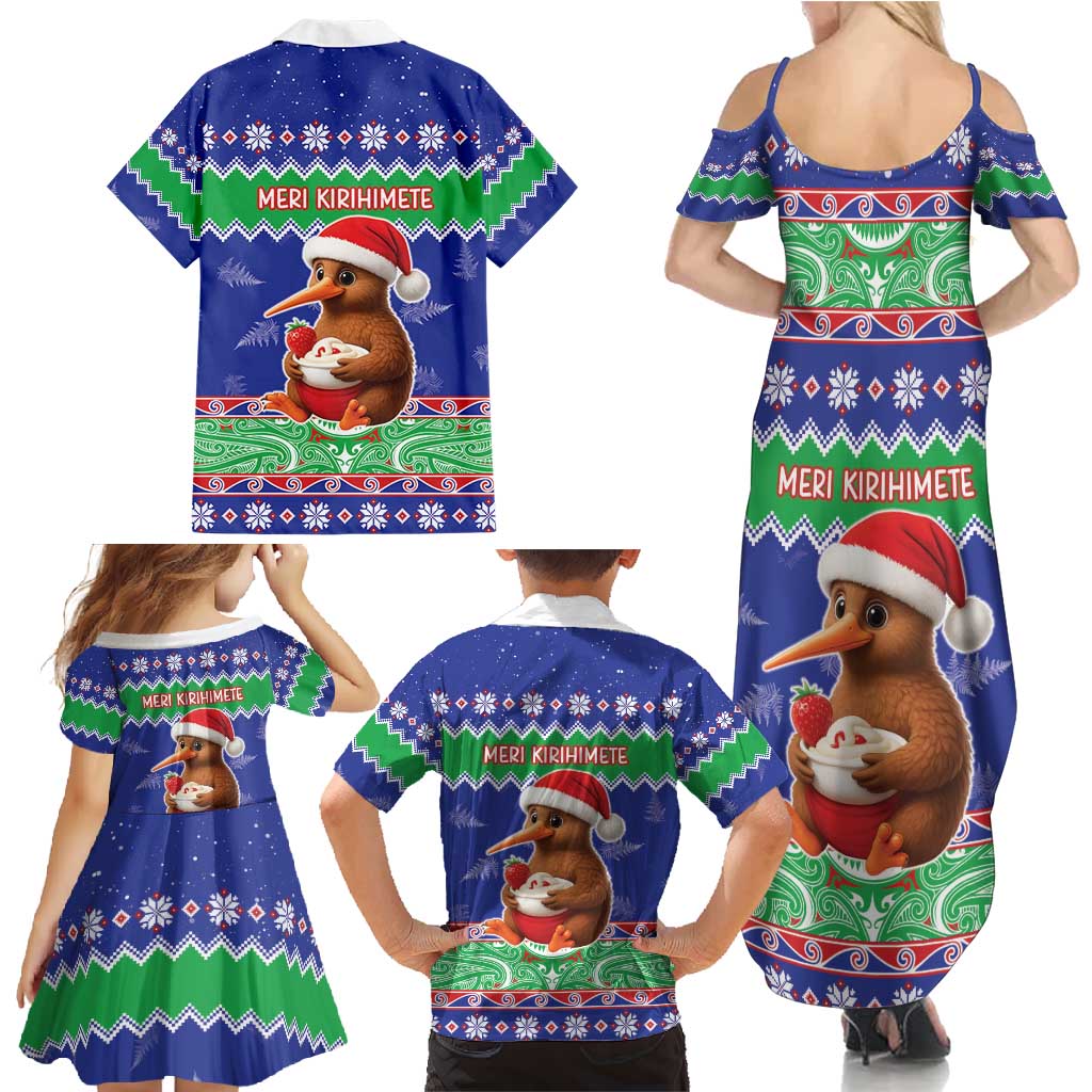 New Zealand Christmas Family Matching Summer Maxi Dress and Hawaiian Shirt Have Yourself A Kiwi-tastic Christmas - Polynesian Pride