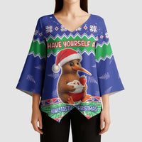 New Zealand Christmas Kimono Sleeve Blouse Have Yourself A Kiwi-tastic Christmas - Polynesian Pride