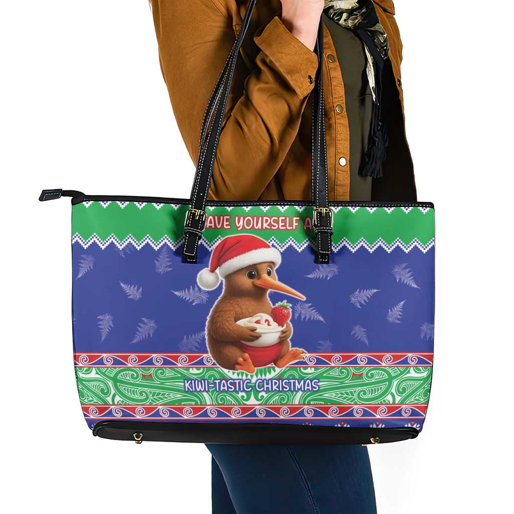 New Zealand Christmas Leather Tote Bag Have Yourself A Kiwi-tastic Christmas - Polynesian Pride
