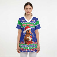 New Zealand Christmas Scrub Top Have Yourself A Kiwi-tastic Christmas - Polynesian Pride