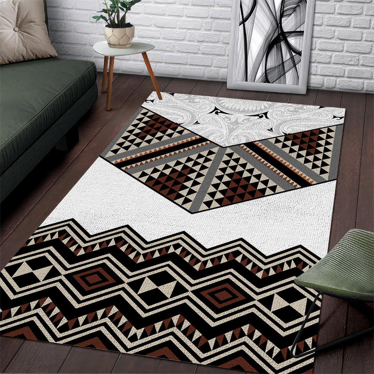 New Zealand Aotearoa Area Rug Taniko Art Simple Style LT05 Brown - Polynesian Pride