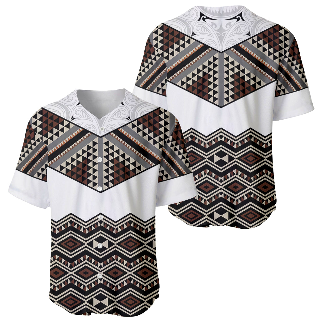 New Zealand Aotearoa Baseball Jersey Taniko Art Simple Style LT05 - Polynesian Pride