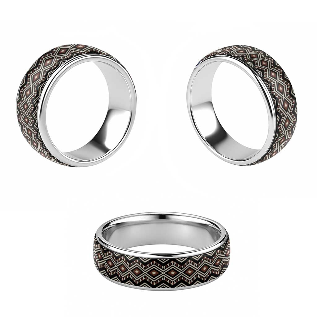 New Zealand Aotearoa Classic Ring Taniko Art Simple Style