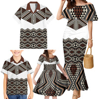 New Zealand Aotearoa Family Matching Mermaid Dress and Hawaiian Shirt Taniko Art Simple Style LT05 - Polynesian Pride