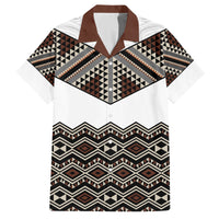 New Zealand Aotearoa Family Matching Off Shoulder Maxi Dress and Hawaiian Shirt Taniko Art Simple Style LT05 Dad's Shirt - Short Sleeve Brown - Polynesian Pride