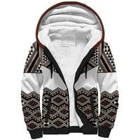 New Zealand Aotearoa Sherpa Hoodie Taniko Art Simple Style LT05 Unisex Brown - Polynesian Pride