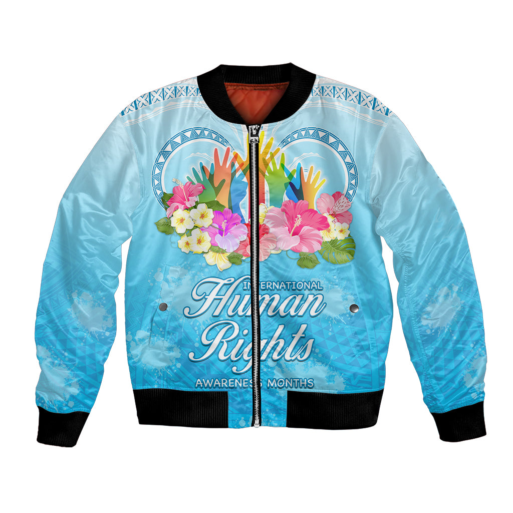 Universal Human Rights Month Bomber Jacket Polynesian Style LT05 Unisex Blue - Polynesian Pride
