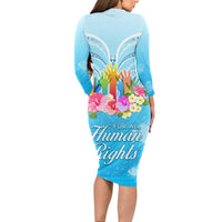 Universal Human Rights Month Long Sleeve Bodycon Dress Polynesian Style LT05 - Polynesian Pride