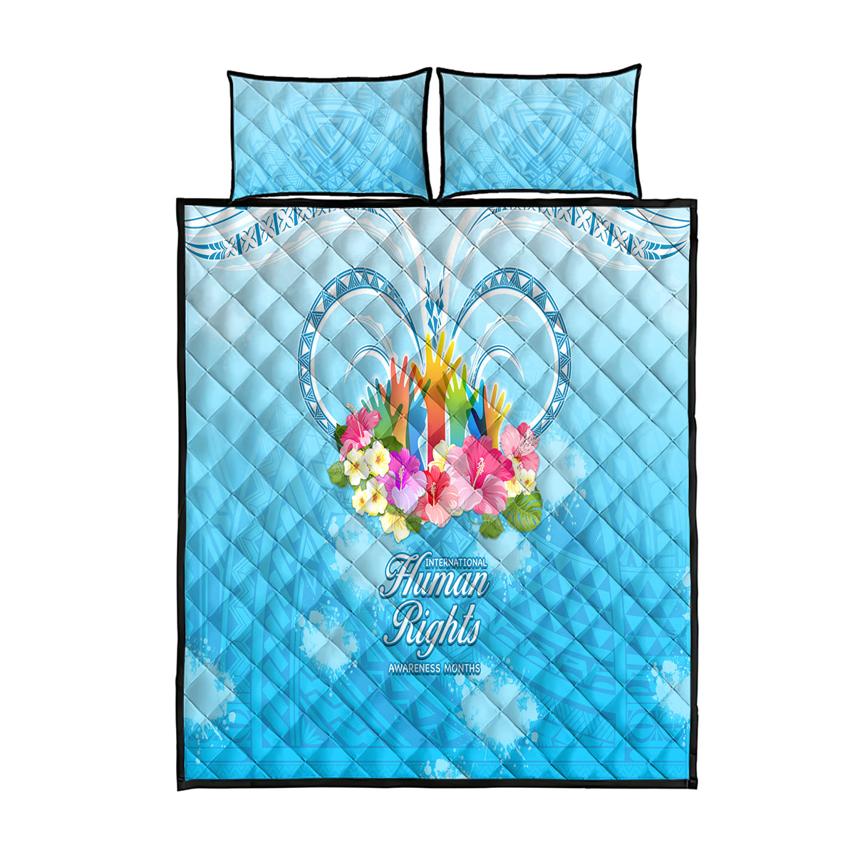 Universal Human Rights Month Quilt Bed Set Polynesian Style LT05 Blue - Polynesian Pride