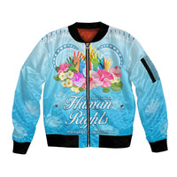 Universal Human Rights Month Sleeve Zip Bomber Jacket Polynesian Style LT05 Unisex Blue - Polynesian Pride