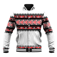 New Zealand Aotearoa Baseball Jacket With Kowhaiwhai Pattern Red Version LT05 Unisex Red - Polynesian Pride
