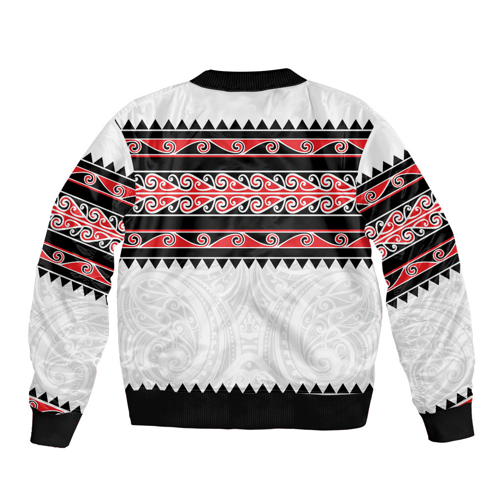 New Zealand Aotearoa Bomber Jacket With Kowhaiwhai Pattern Red Version LT05 - Polynesian Pride