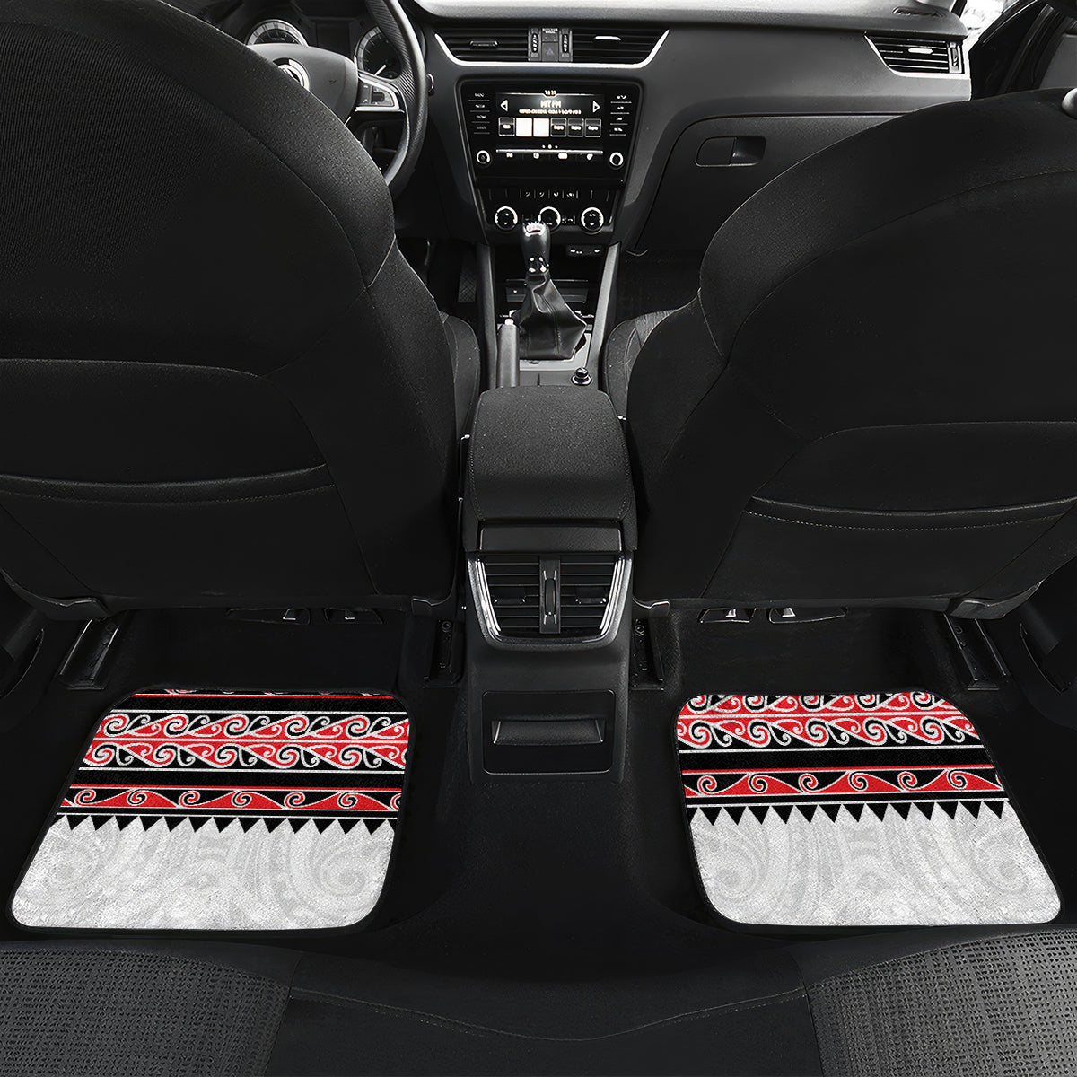 New Zealand Aotearoa Car Mats With Kowhaiwhai Pattern Red Version LT05 - Polynesian Pride
