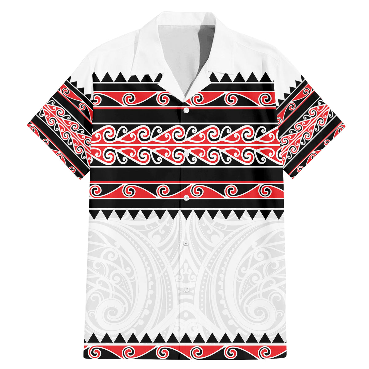 New Zealand Aotearoa Family Matching Mermaid Dress and Hawaiian Shirt With Kowhaiwhai Pattern Red Version LT05 Dad's Shirt - Short Sleeve Red - Polynesian Pride