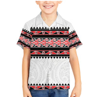 New Zealand Aotearoa Family Matching Mermaid Dress and Hawaiian Shirt With Kowhaiwhai Pattern Red Version LT05 Son's Shirt Red - Polynesian Pride