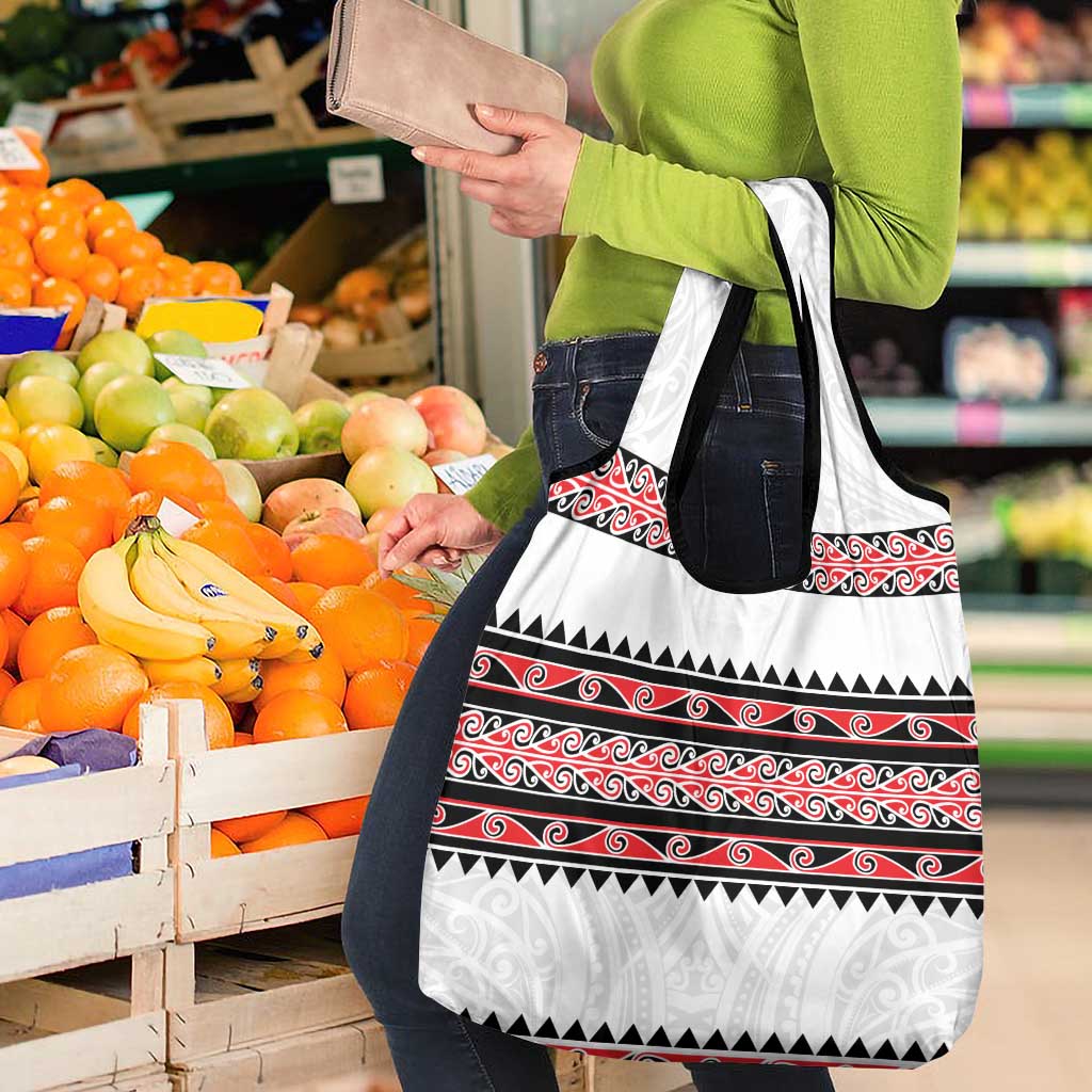 New Zealand Aotearoa Grocery Bag With Kowhaiwhai Pattern Red Version