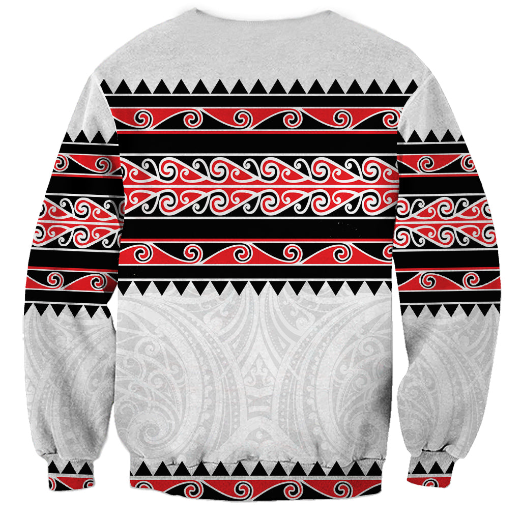 New Zealand Aotearoa Sweatshirt With Kowhaiwhai Pattern Red Version LT05 - Polynesian Pride