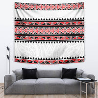 New Zealand Aotearoa Tapestry With Kowhaiwhai Pattern Red Version LT05 - Polynesian Pride