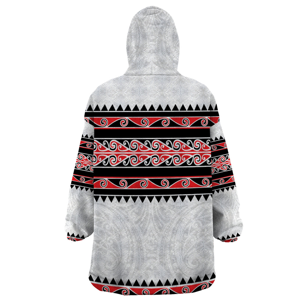 New Zealand Aotearoa Wearable Blanket Hoodie With Kowhaiwhai Pattern Red Version LT05 - Polynesian Pride
