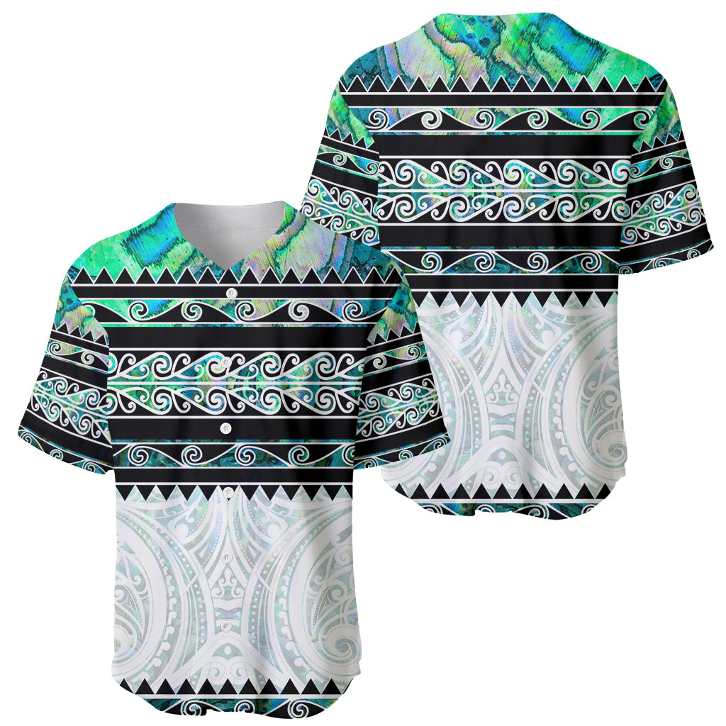 New Zealand Aotearoa Baseball Jersey With Paua Shell Kowhaiwhai Pattern LT05 - Polynesian Pride