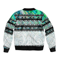 New Zealand Aotearoa Bomber Jacket With Paua Shell Kowhaiwhai Pattern LT05 - Polynesian Pride