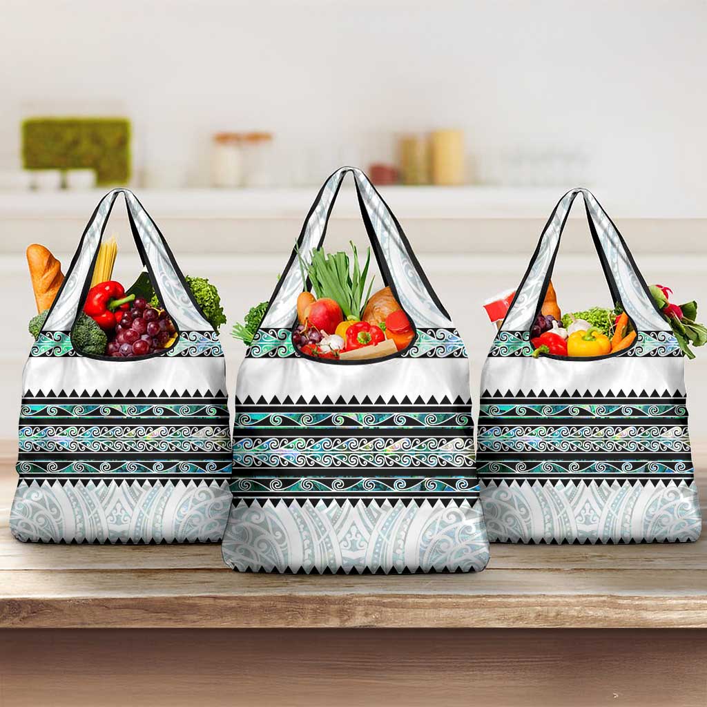 New Zealand Aotearoa Grocery Bag With Paua Shell Kowhaiwhai Pattern