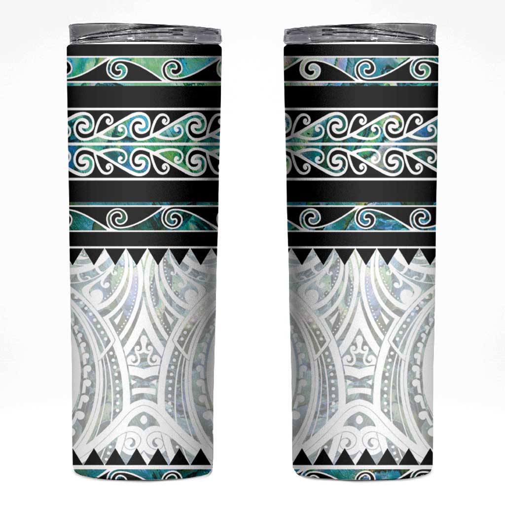 New Zealand Aotearoa Skinny Tumbler With Paua Shell Kowhaiwhai Pattern