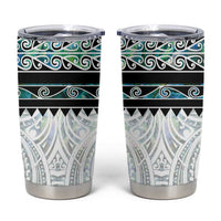 New Zealand Aotearoa Tumbler Cup With Paua Shell Kowhaiwhai Pattern