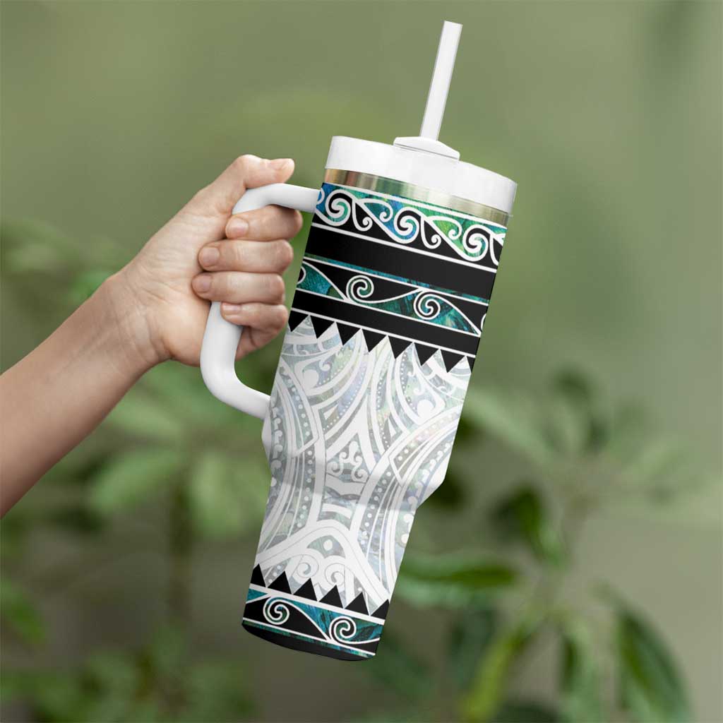 New Zealand Aotearoa Tumbler With Handle With Paua Shell Kowhaiwhai Pattern