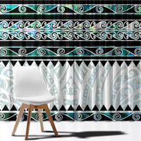 New Zealand Aotearoa Window Curtain With Paua Shell Kowhaiwhai Pattern LT05 - Polynesian Pride