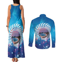 New Zealand Matapouri Beach Landscape Couples Matching Tank Maxi Dress and Long Sleeve Button Shirt LT05 - Polynesian Pride