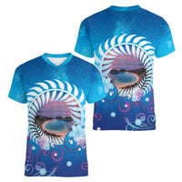 New Zealand Matapouri Beach Landscape Women V-Neck T-Shirt LT05 - Polynesian Pride