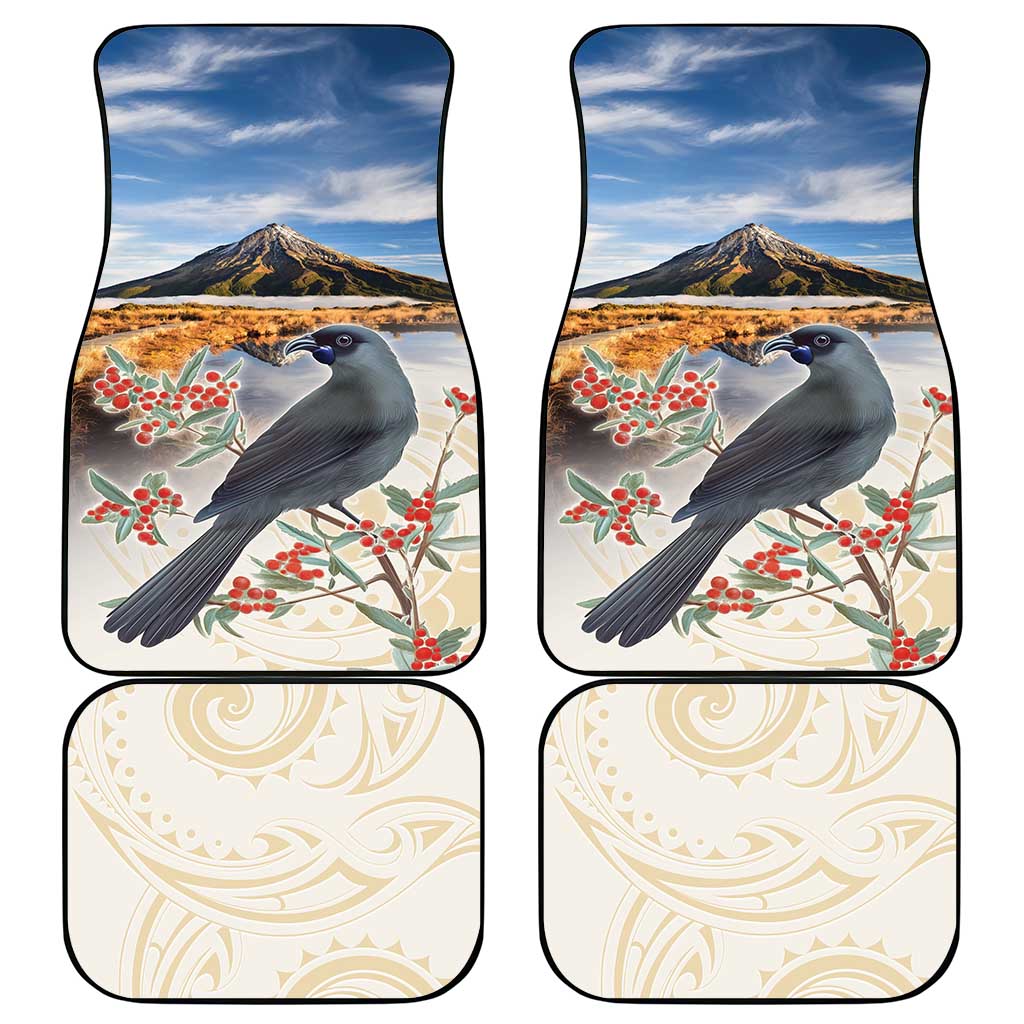 New Zealand Mount Taranaki Landscape Car Mats Kokako Bird Polynesian Style