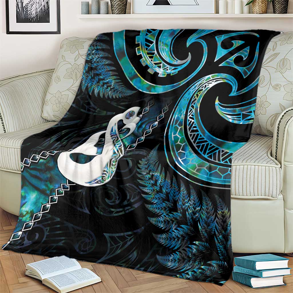 New Zealand Aotearoa Blanket Maori Manaia Paua Shell Glitter Turquoise