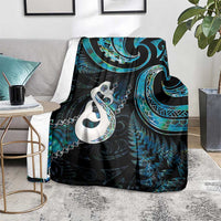New Zealand Aotearoa Blanket Maori Manaia Paua Shell Glitter Turquoise