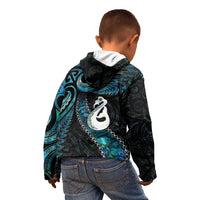 New Zealand Aotearoa Kid Hoodie Maori Manaia Paua Shell Glitter Turquoise LT05 - Polynesian Pride