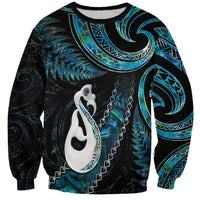 New Zealand Aotearoa Sweatshirt Maori Manaia Paua Shell Glitter Turquoise LT05 Unisex Turquoise - Polynesian Pride