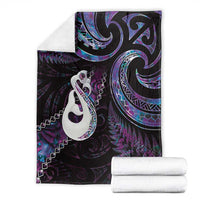 New Zealand Aotearoa Blanket Maori Manaia Paua Shell Glitter Purple