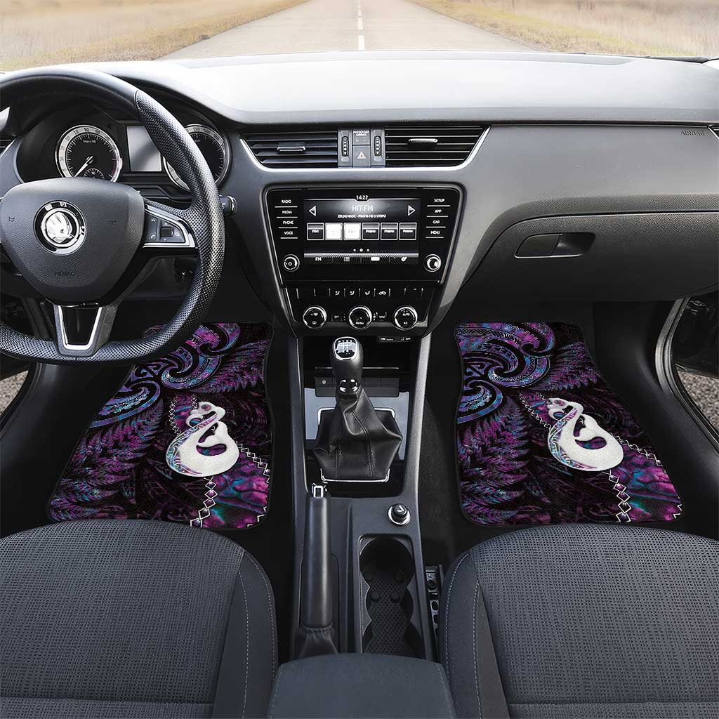 New Zealand Aotearoa Car Mats Maori Manaia Paua Shell Glitter Purple
