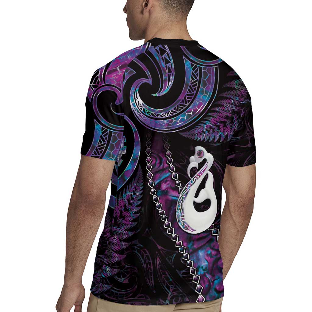 New Zealand Aotearoa Rugby Jersey Maori Manaia Paua Shell Glitter Purple