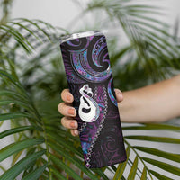 New Zealand Aotearoa Skinny Tumbler Maori Manaia Paua Shell Glitter Purple