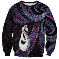 New Zealand Aotearoa Sweatshirt Maori Manaia Paua Shell Glitter Purple