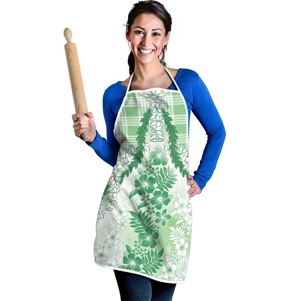 Aloha Hawaii Palaka Apron Green Plumeria Lei - Polynesian Pride