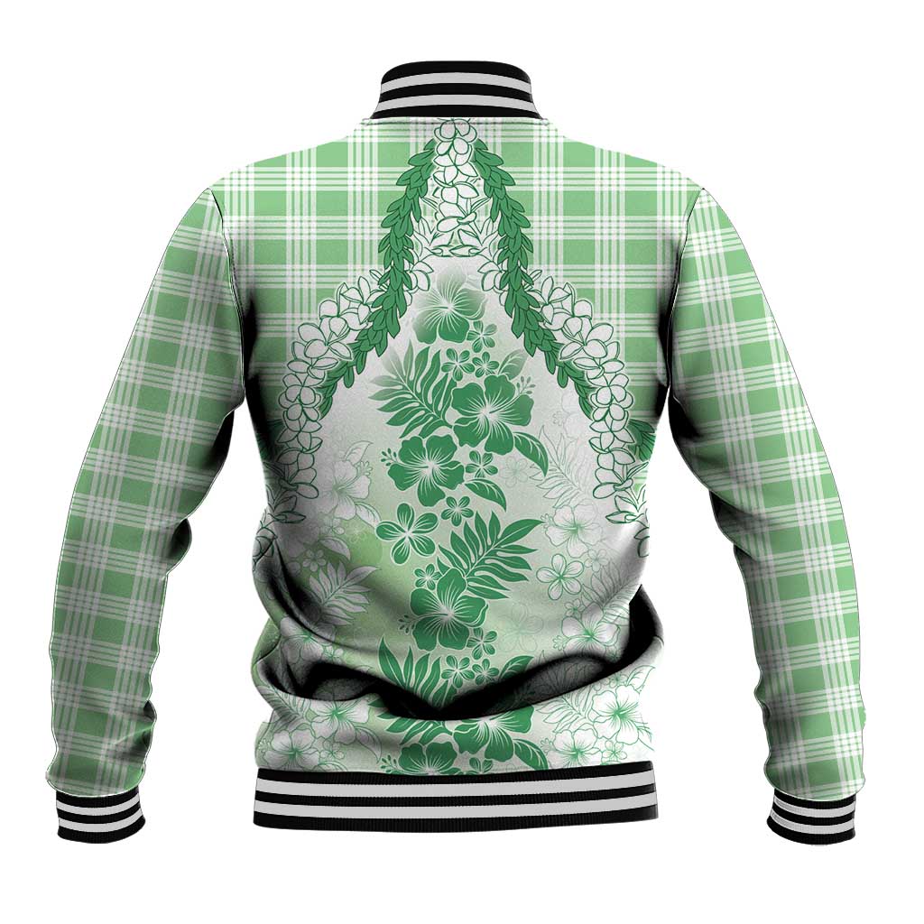Aloha Hawaii Palaka Baseball Jacket Green Plumeria Lei - Polynesian Pride