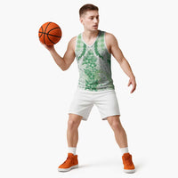 Aloha Hawaii Palaka Basketball Jersey Green Plumeria Lei - Polynesian Pride