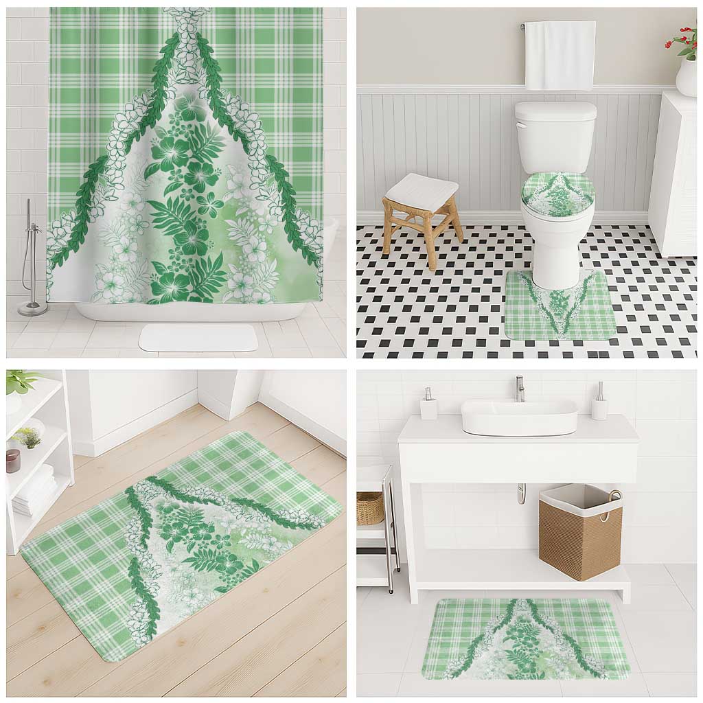 Aloha Hawaii Palaka Bathroom Set Green Plumeria Lei - Polynesian Pride