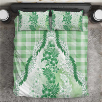 Aloha Hawaii Palaka Bedding Set Green Plumeria Lei - Polynesian Pride